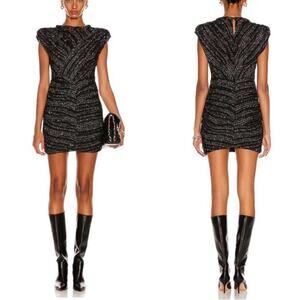 IRO Tozcan Mini Dress Ruched Metallic Boucle Knit Sleeveless Size 34 XS